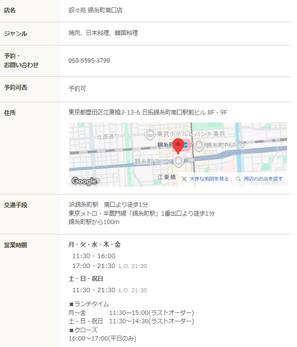 叙々苑 錦糸町南口店